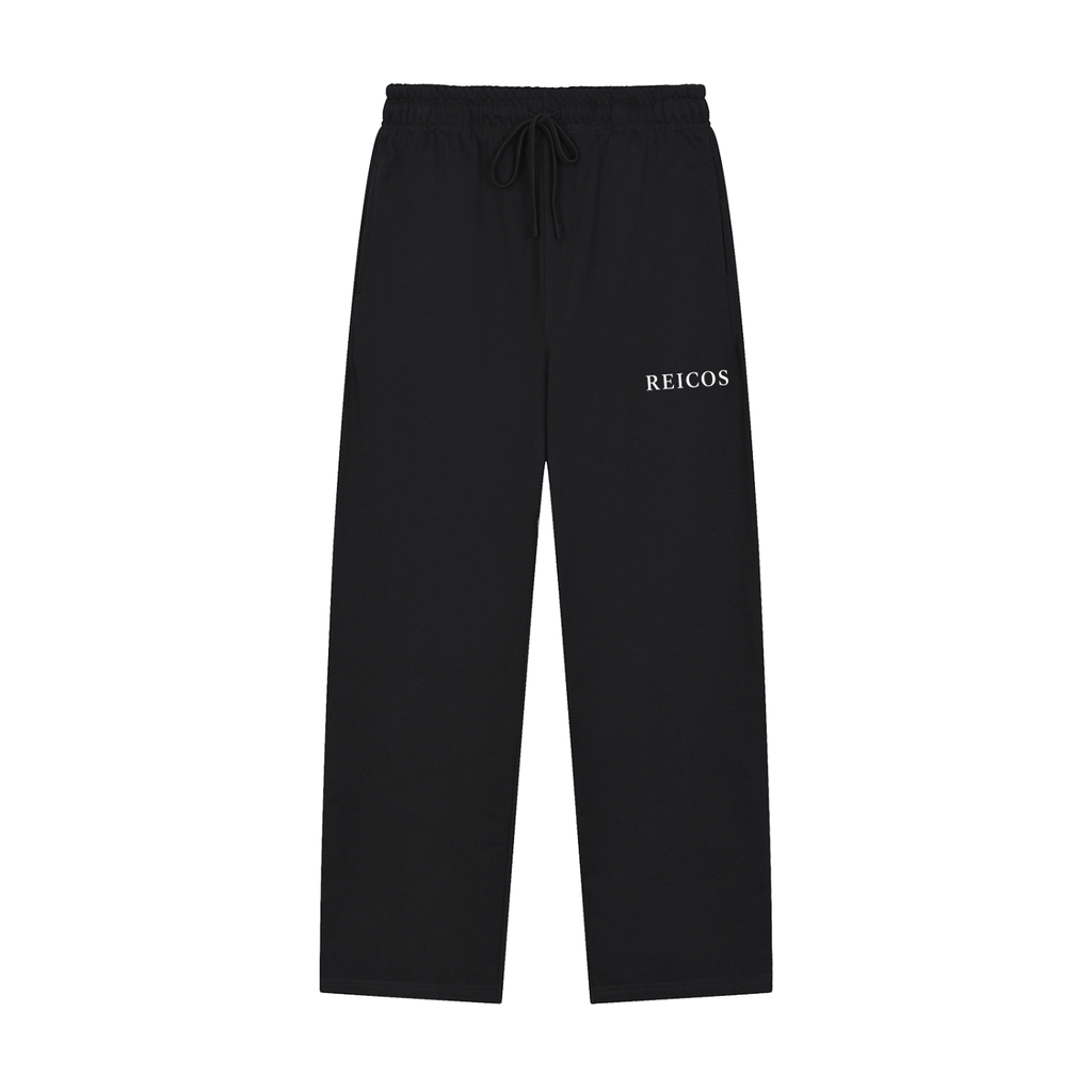 Solid Color Straight-Leg Sweatpants BLACK