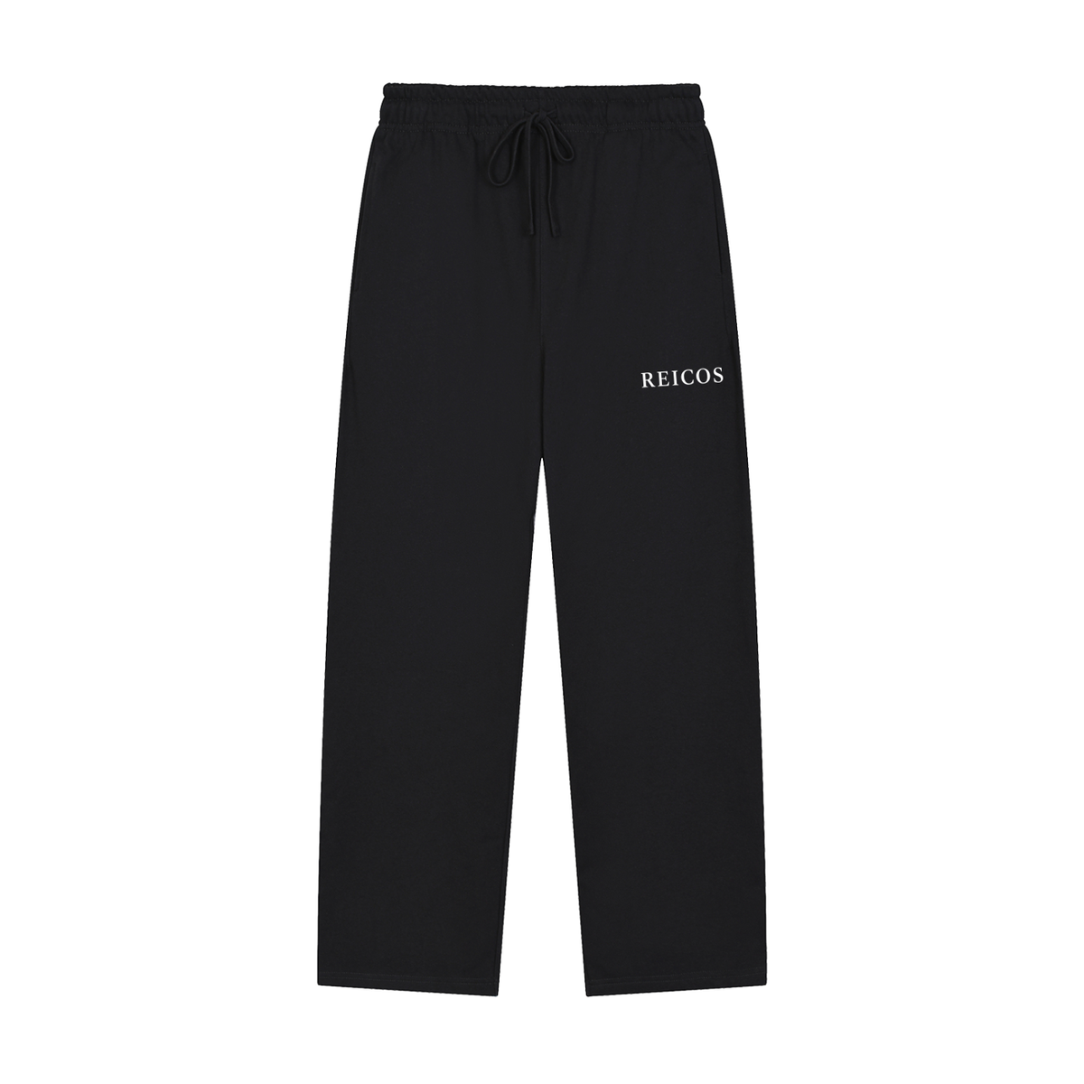 Solid Color Straight-Leg Sweatpants BLACK