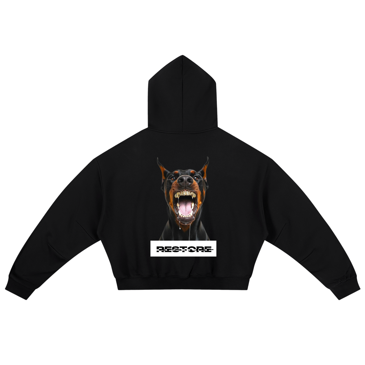 Essential Boxy Darted Sleeve Hoodie RESTORE-black