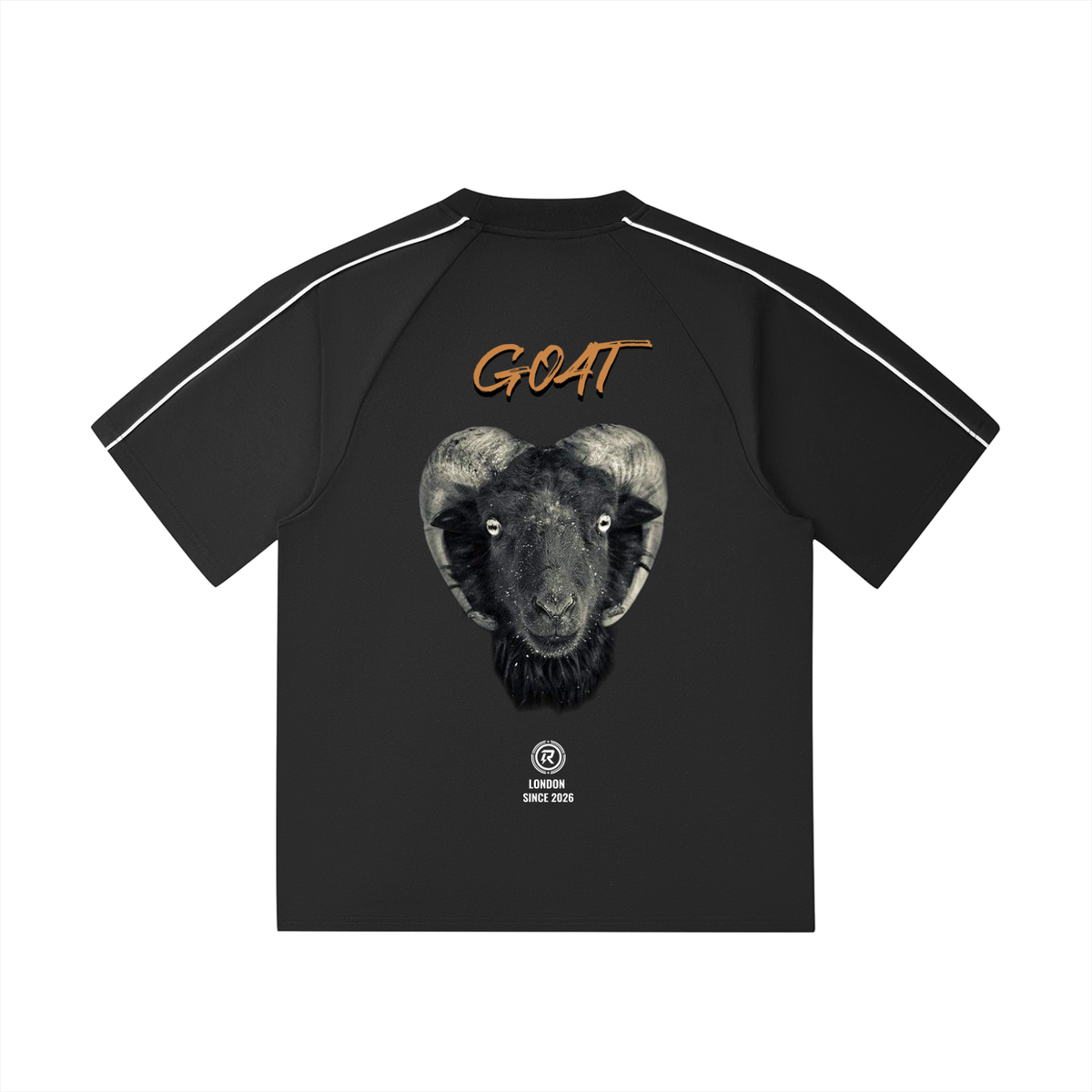 GOAT Contrast Stitch Raglan T-Shirt - BLACK